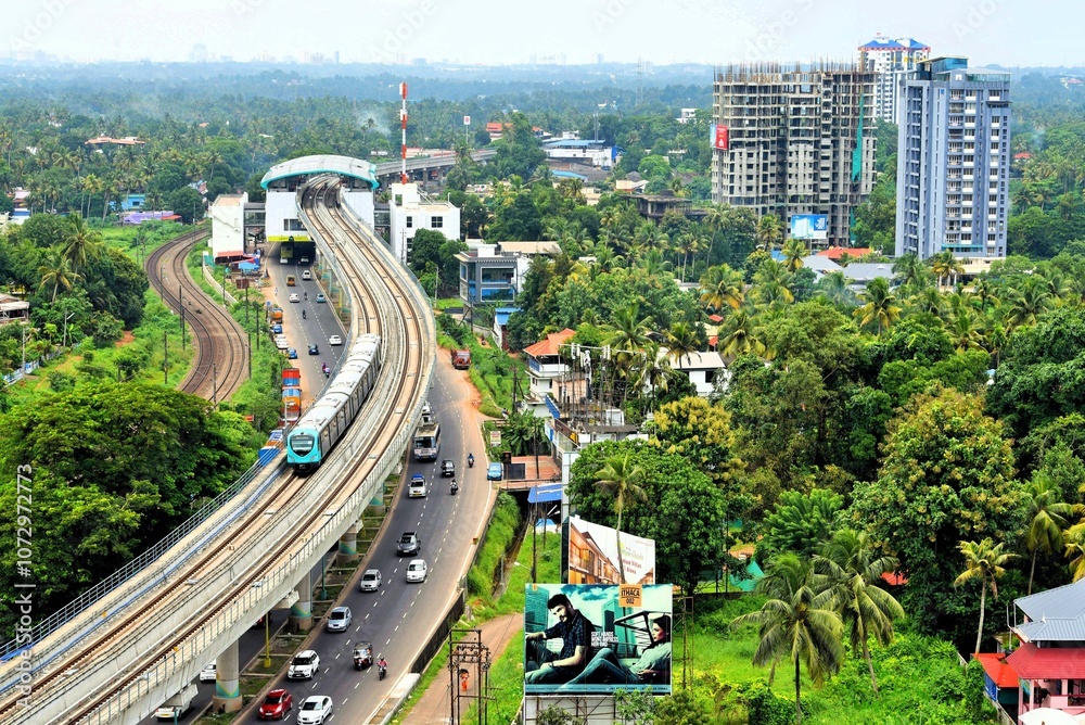 Kochi Metro railway line in Cochin, Kochi, Kerala, India