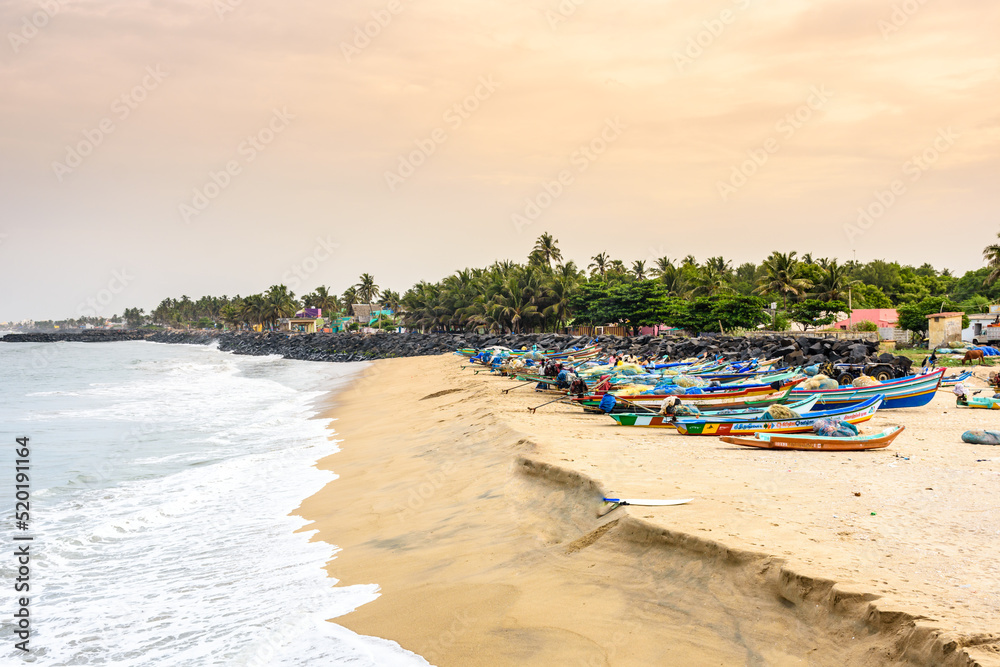 View of serenity beach at Pondicherry (Now known as Puducherry), India